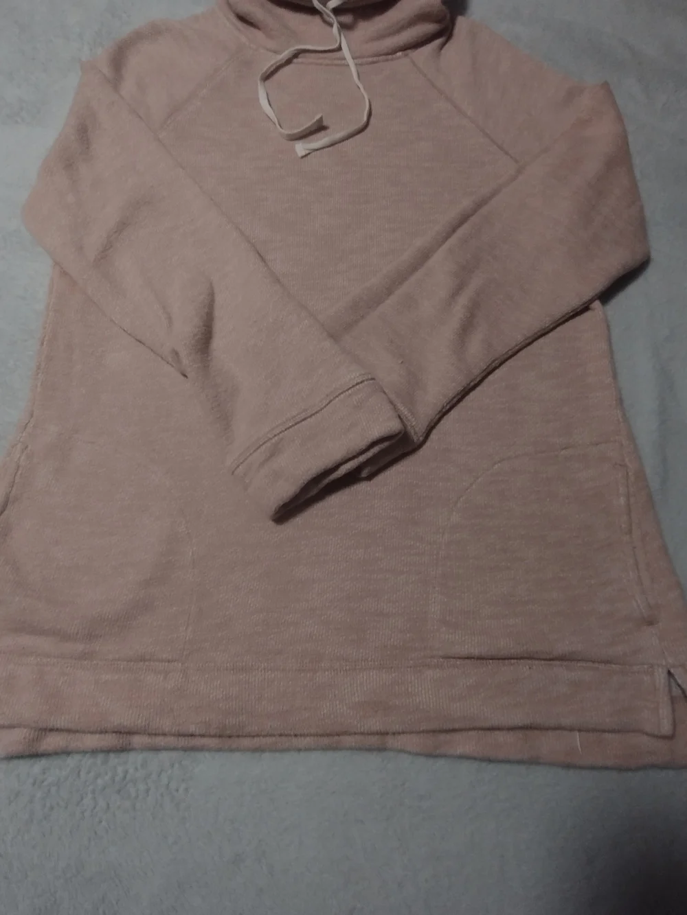 J. Crew Pink Marled Funnel Neck Sweatshirt Tunic Lounge Hoodie Pocket